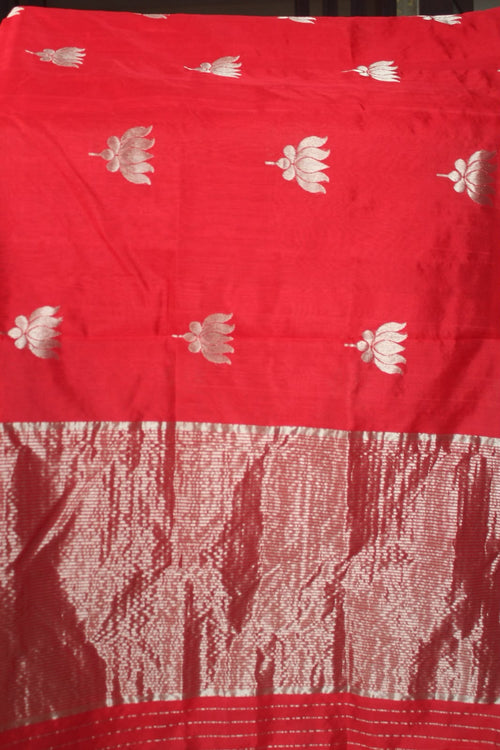 Crimson Lotus Bloom Saree