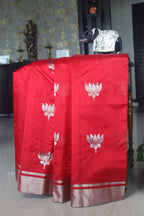 Crimson Lotus Bloom Saree