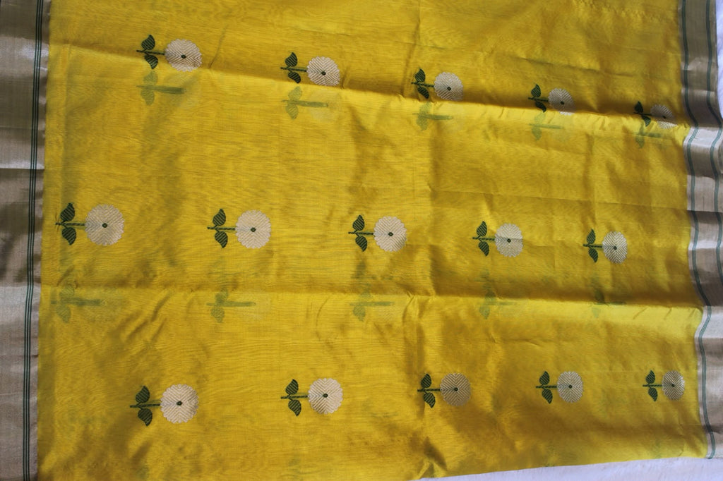 Golden Marigold Bloom Silk Saree
