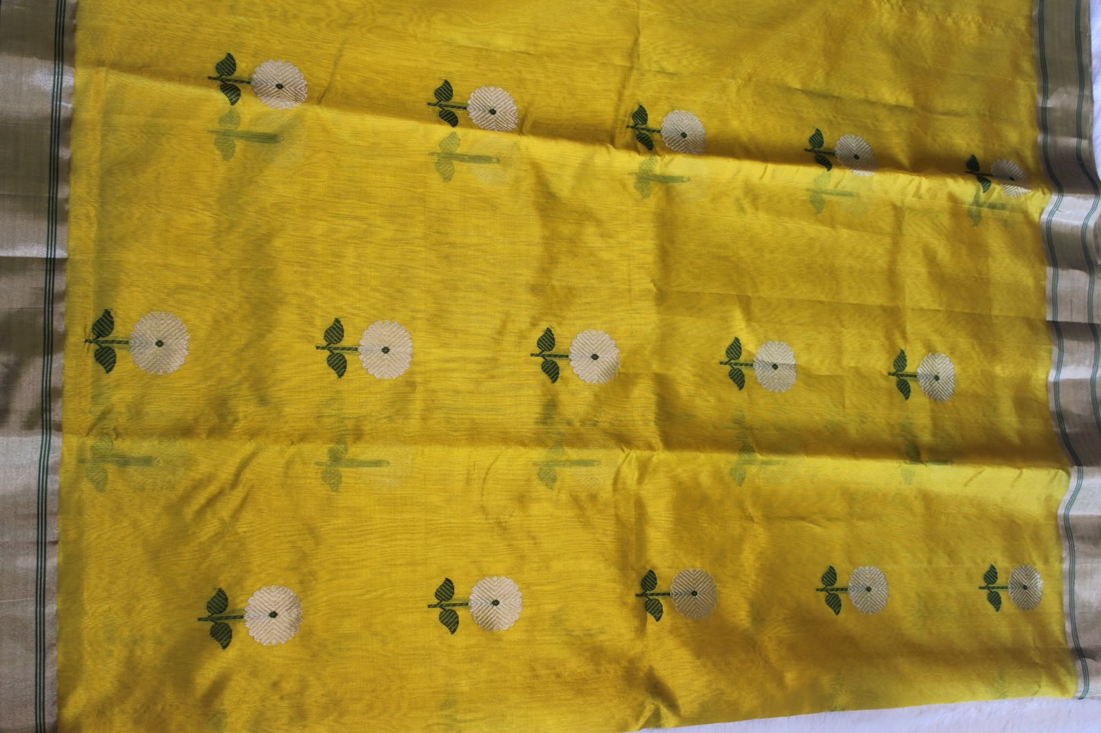 Golden Marigold Bloom Silk Saree