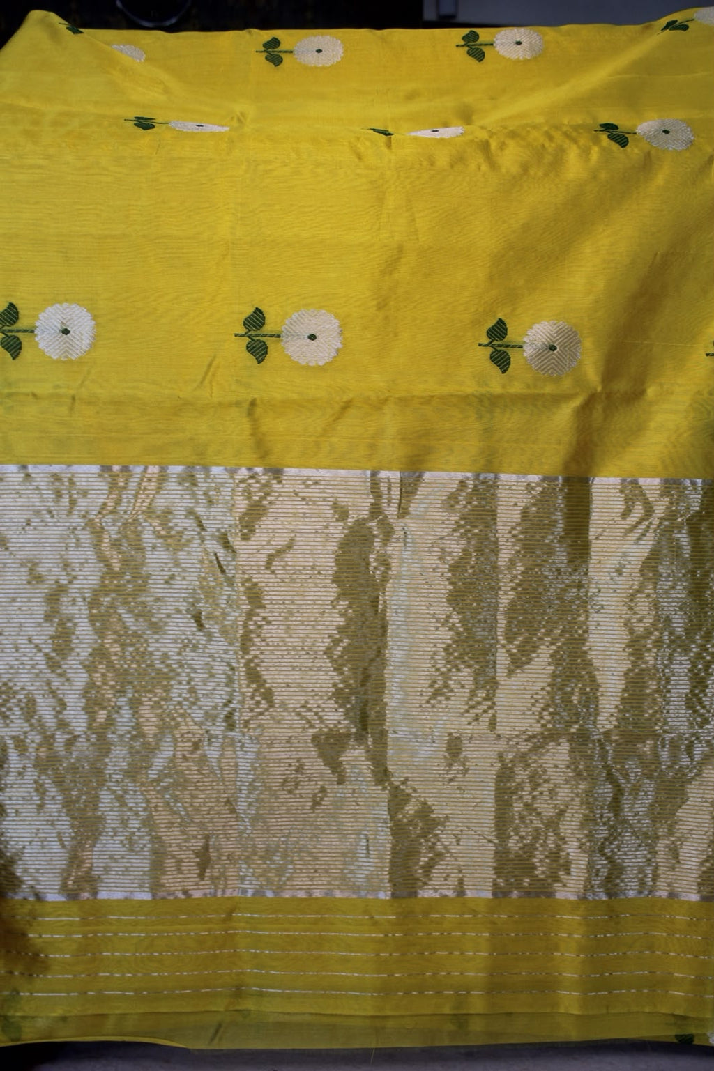 Golden Marigold Bloom Silk Saree