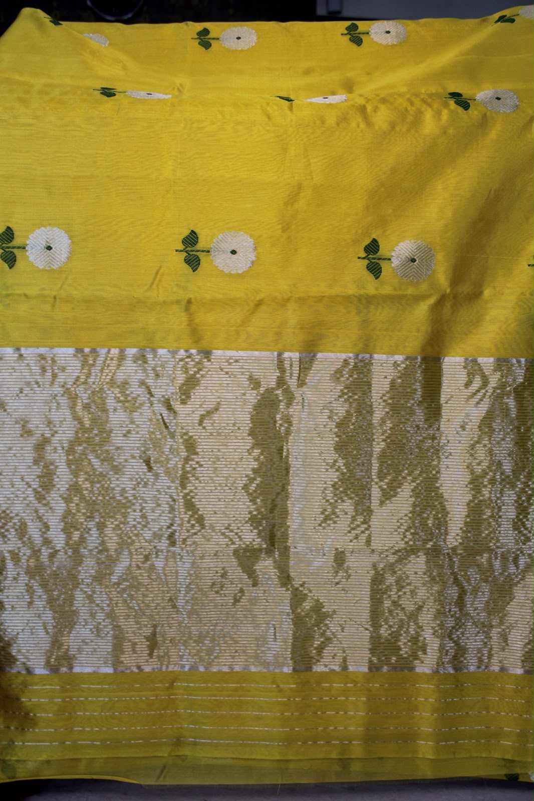 Golden Marigold Bloom Silk Saree