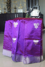Royal Lavender Lotus Silk Saree